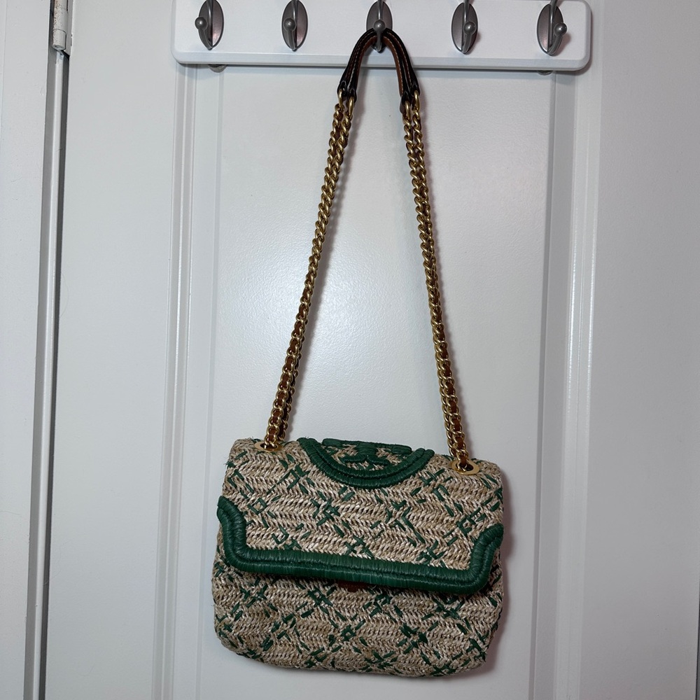 Tory Burch Fleming bag. Tan and green.
